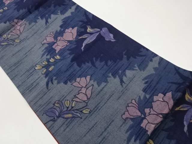 JAPANESE KIMONO / FUKURO OBI / TSUMUGI / FLORAL PLANTS